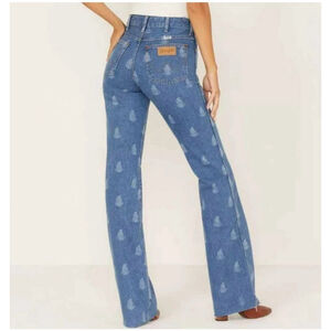 Wrangler Womens Westward 626 Denim Jeans 33 High Rise Bootcut Paisley Cowgirl